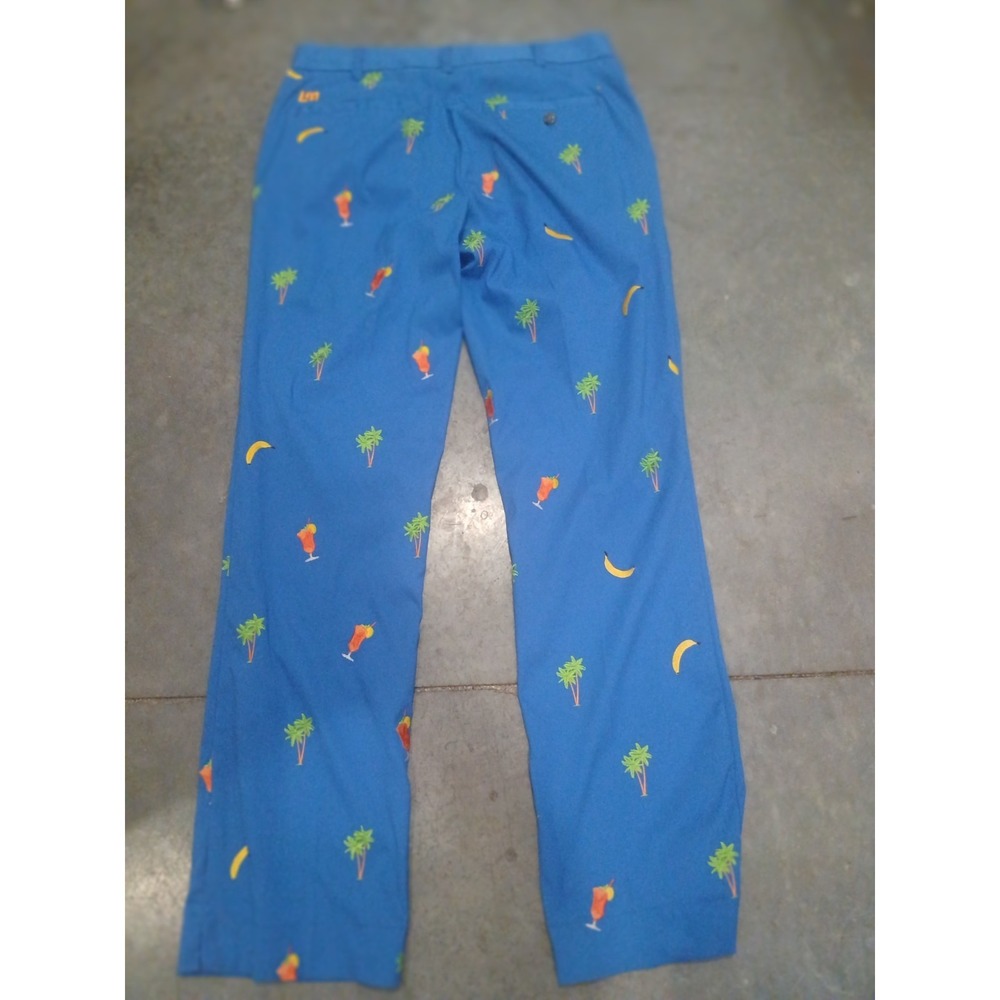 Loudmouth Men's Royal Blue Golf Pants Size 34 X 31.5 Bananas Palm Trees Cocktail - Picture 6 of 7
